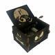 9 X 6 X 4 Cm Wooden Hand Cranked Collectable Engraved Music Box