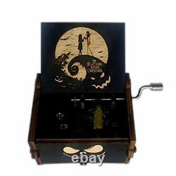 9 x 6 x 4 cm Wooden Hand Cranked Collectable Engraved Music Box