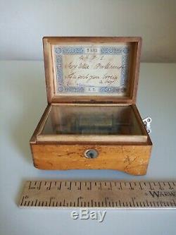 A Rather Lovely Old Cylinder Movement Wooden Music Box. Made In Switzerland