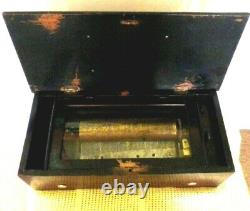 A quality antique music box Measures L44 W21 D15 Centimetres