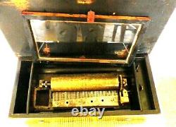 A quality antique music box Measures L44 W21 D15 Centimetres