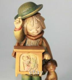 ANRI Hurdy Gurdy Boy Music Mary Joseph Dog 6 Wood Figurine Mary On Donkey Box