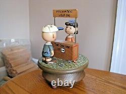 ANRI Italy Peanuts Charlie Brown & Lucy PSYCHIATRIC HELP Large 8 1/2 Music Box