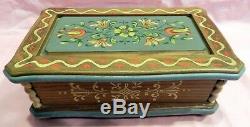 ANRI Music Box HAND PAINTED WOOD CARVED Reuge HAPPY TALK SWISS BEAUTIFUL