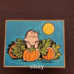 ANRI Peanuts Character Linus Van Pelt Wood Musical Box Pumpkin Sound OK JAPAN