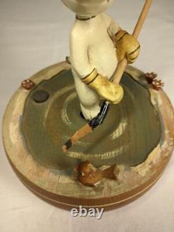 ANRI Snoopy ice hockey wood carving doll music box Super rare