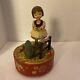 Anri Carved Wood Music Box Girl With Frog