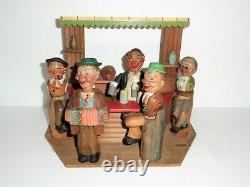 Anri Hand Carved Wood Mechanical Beer Bar Music Box Bar Set