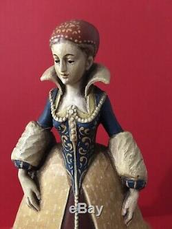 Anri Hand Carved Wood Reuge Swiss Musical Movement Music Box Queen Figure VGC
