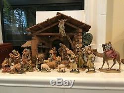 Anri Italy Lighted Music Box Nativity Large 8 Set Ulrich Bernardi Wood Carving
