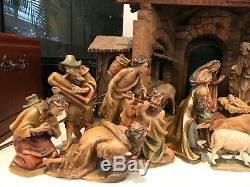 Anri Italy Lighted Music Box Nativity Large 8 Set Ulrich Bernardi Wood Carving