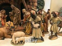 Anri Italy Lighted Music Box Nativity Large 8 Set Ulrich Bernardi Wood Carving