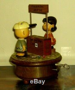 Anri Wood Carving Music Box Charlie Brown Lucy Vintage 1968. Plays Great