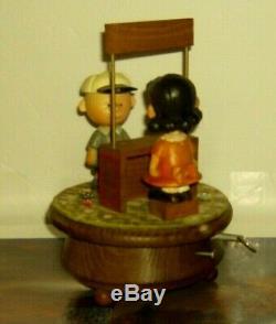 Anri Wood Carving Music Box Charlie Brown Lucy Vintage 1968. Plays Great