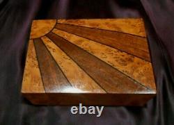 Antiq Swiss Thorens Thuya Wood Sunburst Veneer Jewelry-music Box 2 Tunes Video