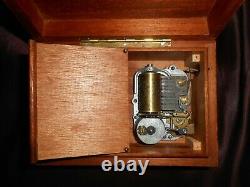 Antiq Swiss Thorens Thuya Wood Sunburst Veneer Jewelry-music Box 2 Tunes Video