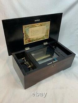 Antique 1800's music box Swiss 6 Airs melodies large wood case Working
