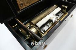 Antique 19th C. Swiss Cylinder Wood Inlay Music Box 8 Airs Songs 58 Note Video