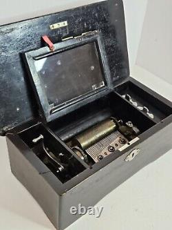 Antique 19th C. Victorian 5 Song Swiss Cylinder Coin Operated Wind-Up Music Box