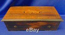 Antique 19th Century Lever Wind Wood Swiss Music Box with Inlayed Marketry