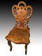 Antique 19th C Black Forest Wooden Carved Walnut Childs Music Box Chair 26