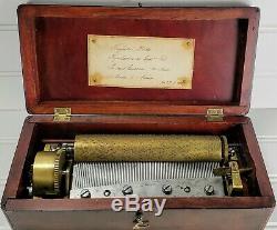 Antique 4-Air Swiss Fine 78 Tooth Cylinder Music Box c. 1800s