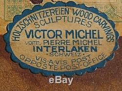 Antique Art Deco/art Nouveau Carved Wood Bowl Music Box Victor Michel Schweitz