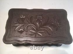 Antique Black Forest Swiss Wood Carved Jewelry 2-song Music Box