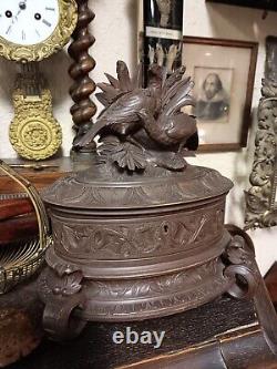 Antique Black Forest Swiss Wood Carved Jewelry Music Box
