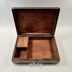 Antique Burlwood Marquetry Box, Made In France, Inlaid Bird, 2 Airs Music