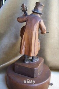 Antique Carved Wood Figure-Germany-Italy-Bowerymusic box-10-bass -cello