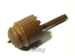 Antique Carved Wood Music Box on Spinning Stick Unusual Working a/f