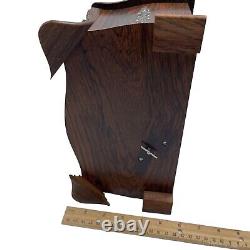 Antique Dark Wood Chest Jewelry Box Locking Music Metal Mounts Footed