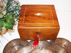 Antique Disc Playing Mahogany Music Box By Polyphon Plus 20-11 Discs