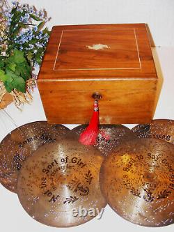 Antique Disc Playing Mahogany Music Box By Polyphon Plus 20-11 Discs