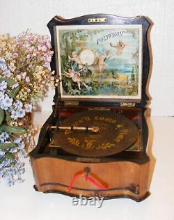 Antique Disc Playing Serpenine Music Box By Polyphon Plus 18 Discs
