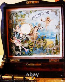 Antique Disc Playing Serpenine Music Box By Polyphon Plus 18 Discs