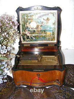 Antique Disc Playing Serpenine Music Box By Polyphon Plus 18 Discs