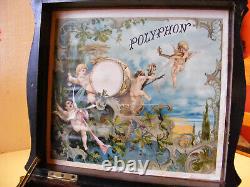 Antique Disc Playing Serpenine Music Box By Polyphon Plus 18 Discs