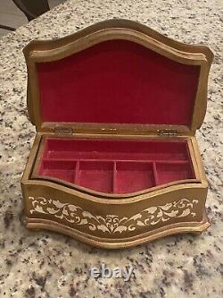 Antique Florentine Italian Gilt Wood Jewelry Music Box 100 Yrs Old Working