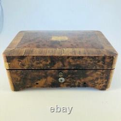 Antique French Music Box, Late 1800s Walnut Wood, Desk Decor, #0024JW