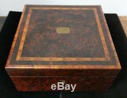 Antique French Working HP Paris 2 Airs Burl Wood Inlaid Music Box W Label C5-12