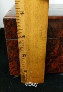 Antique French Working HP Paris 2 Airs Burl Wood Inlaid Music Box W Label C5-12