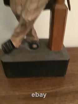 Antique GERMAN Hand CARVED Wood HOBO WHISTLER Karl Griesbaum Automaton Music Box