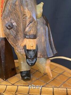 Antique German Carved Wood Hobo Drunk Figure Karl Griesbaum Lamp Music Box
