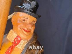 Antique German Carved Wood Hobo Drunk Figure Karl Griesbaum Lamp Music Box