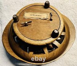 Antique Hand Carved Beech Wood German Music Box Fruit Dish, Song Auf Wiedersehen