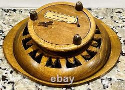 Antique Hand Carved Beech Wood German Music Box Fruit Dish, Song Auf Wiedersehen