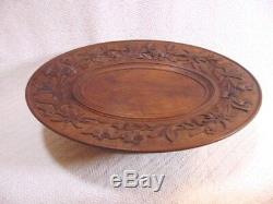 Antique Hand Carved Walnut Centerpiece Bowl Music Box Swiss Made Geneve