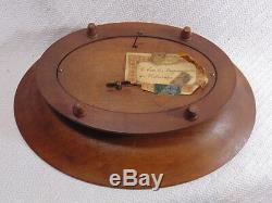 Antique Hand Carved Walnut Centerpiece Bowl Music Box Swiss Made Geneve